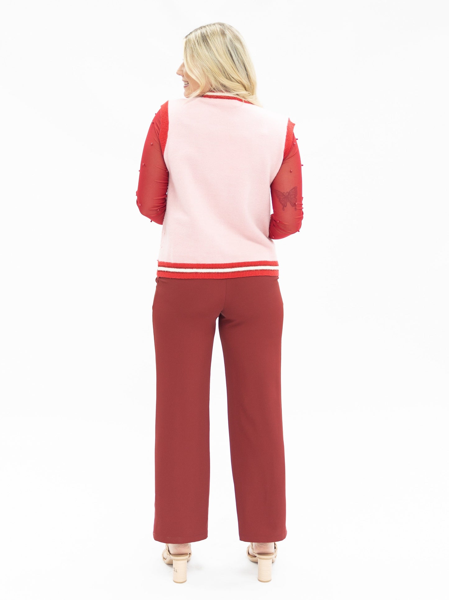 Sequin Hearts on Pink Sweater Vest