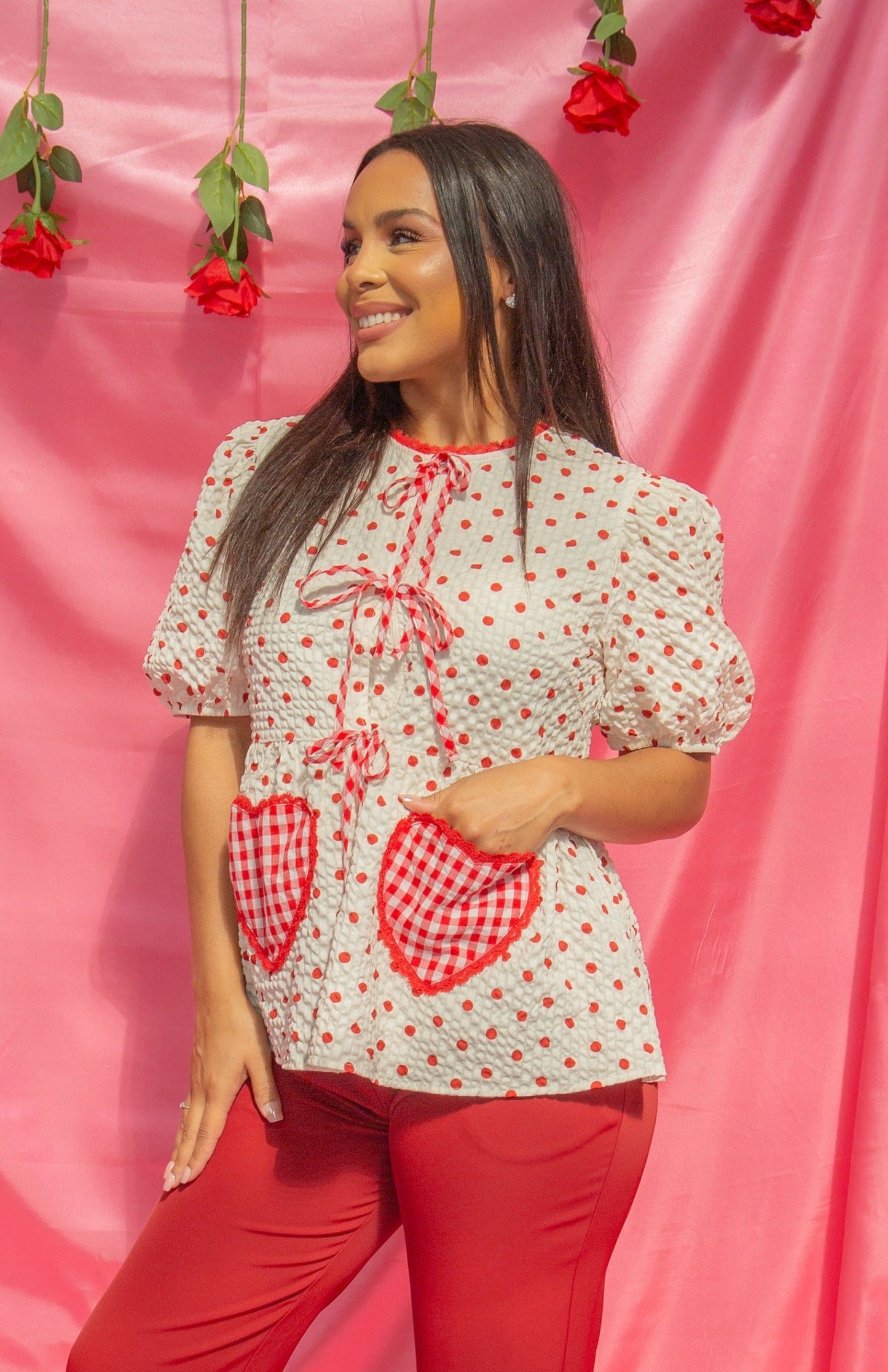 Polka-Dot Blouse with Bows