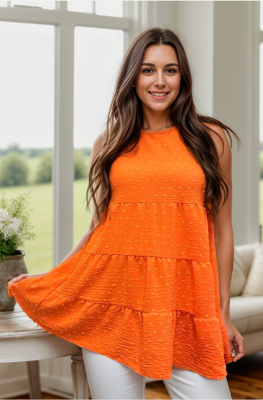 The Sun Kissed Sleeveless Tiered Top