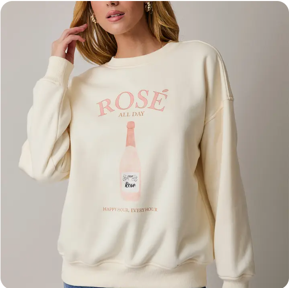 Rose All Day Graphic Fleece Sweatshirt