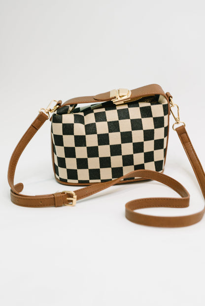 Black and Ivory checkered Crossbody Bag