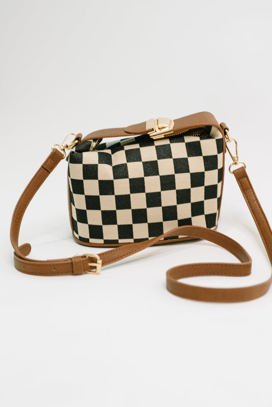 Black and Ivory checkered Crossbody Bag