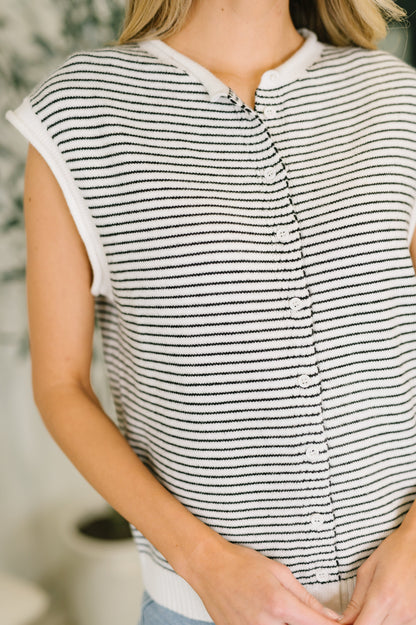 So Good It Hurts Cap Sleeve Button Down