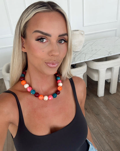 Cameron Large Beaded Fall MultiColored Necklace