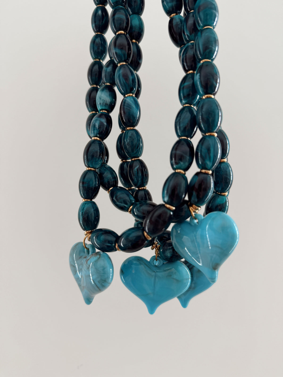 Blue Beaded Hannah Heart Pendant Necklace