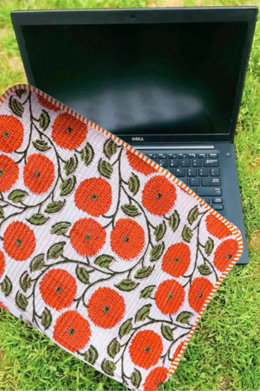 Waylon Orange Floral Laptop Sleeve