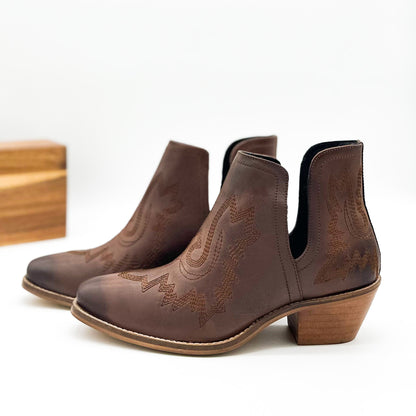 Kickin' Leather Booties in Brown