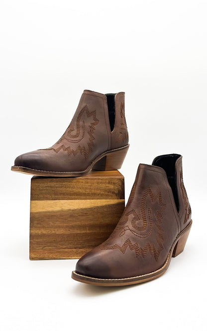 Kickin' Leather Booties in Brown