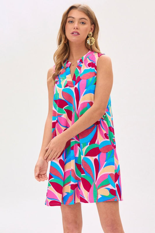Lizzy Tank Dress in Royal Multi