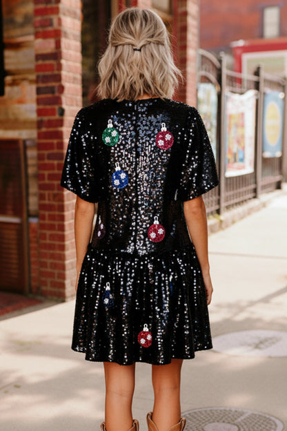 Tinsel & Twirl Sequin Short Sleeve Dress Dress