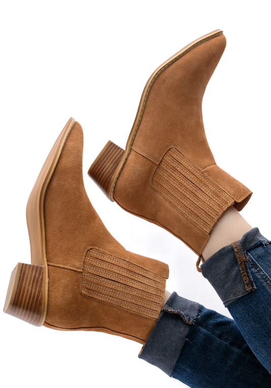 Brown suede ankle boots